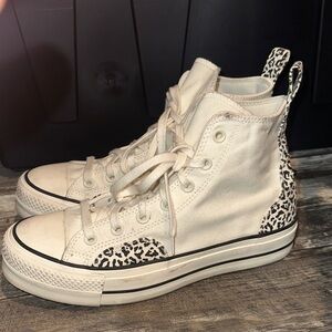 High-Top Converse Sneakers with Leopard Print